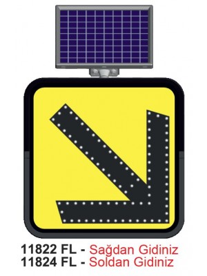Solar Led´li Tek Yönde Uyarı Sağdan Gidiniz 11822 FL