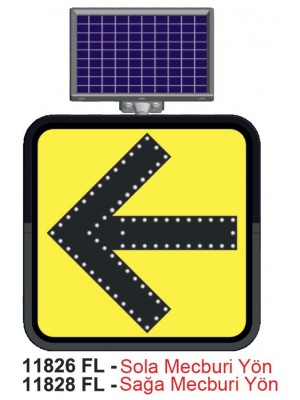 Solar Led´li Tek Yönde Uyarı Sağa Mecburi Yön