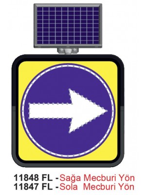 Solar Led´li Tek Yönde Uyarı Soldan Gidiniz 11847 FL